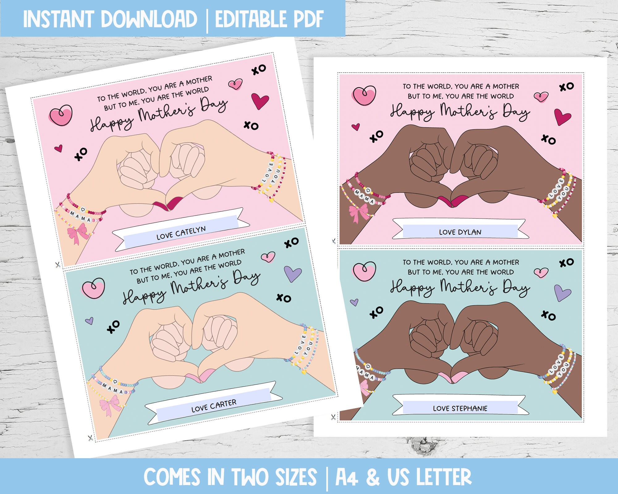 Mothers Day Bracelet Template, Gift for Mom, Printable Gift From Kids ...