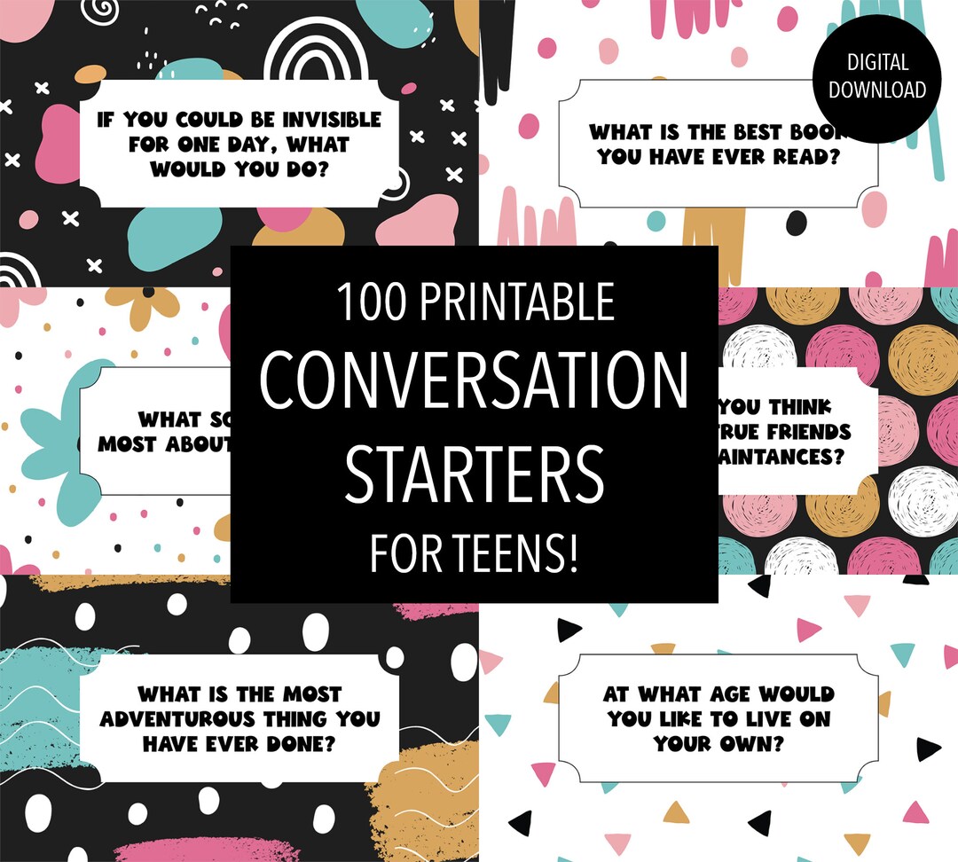 Printable BOHO Conversation Starters for Teens High School Etsy