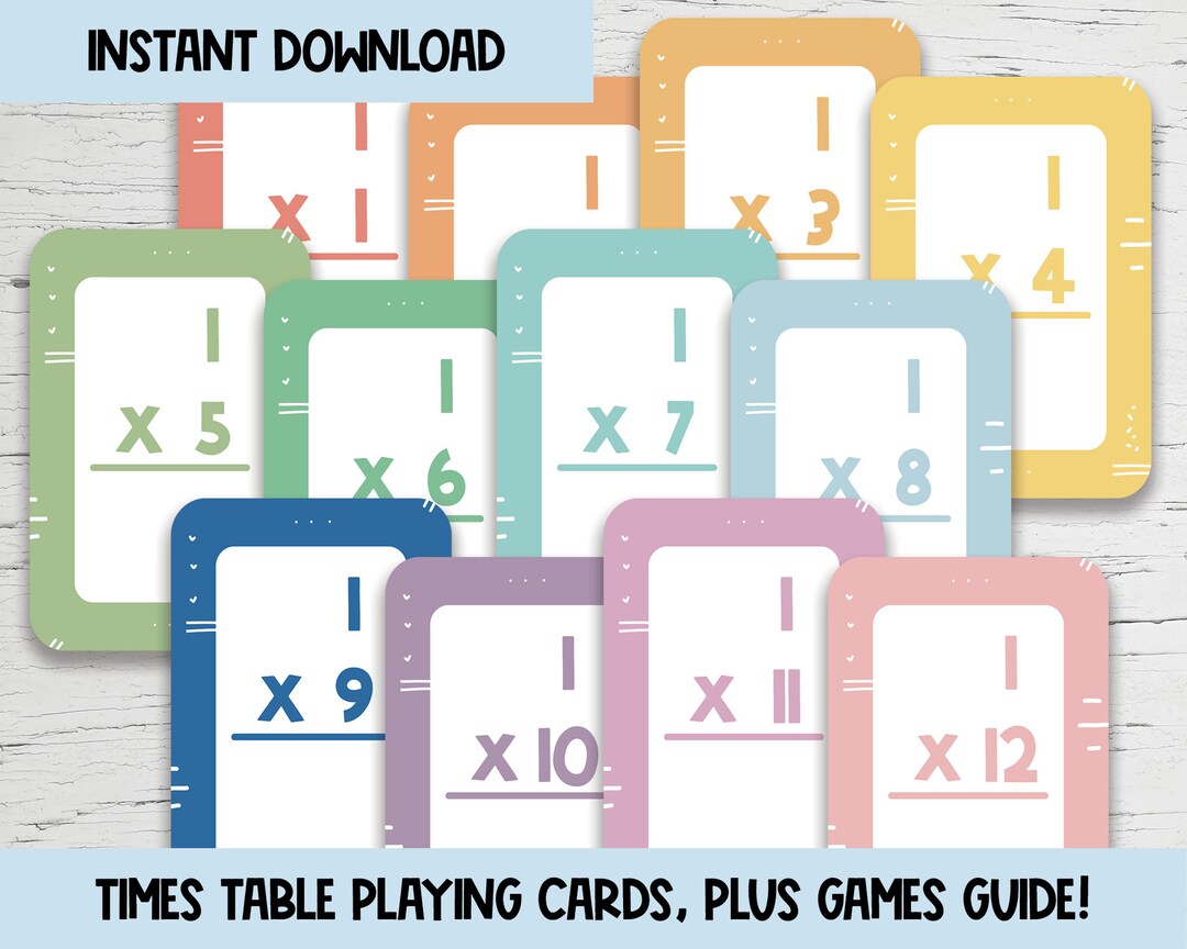 Printable Times Table Flashcards With 10 X Multiplication Games for