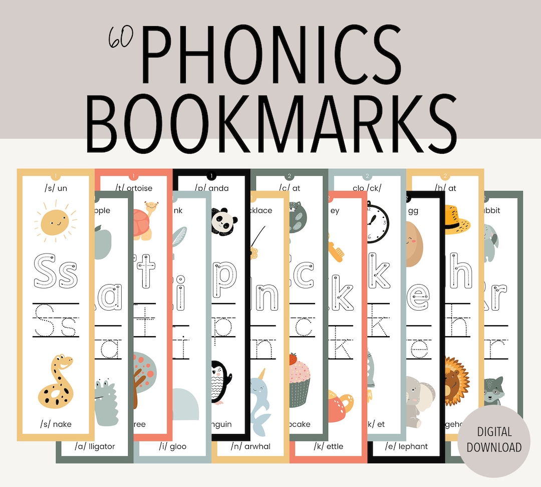 Alphabet Phonics Flashcards Phonics Bookmarks Etsy
