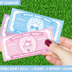 Editable Bunny Bucks: Easter Egg Hunt Coupons (Instant Download)