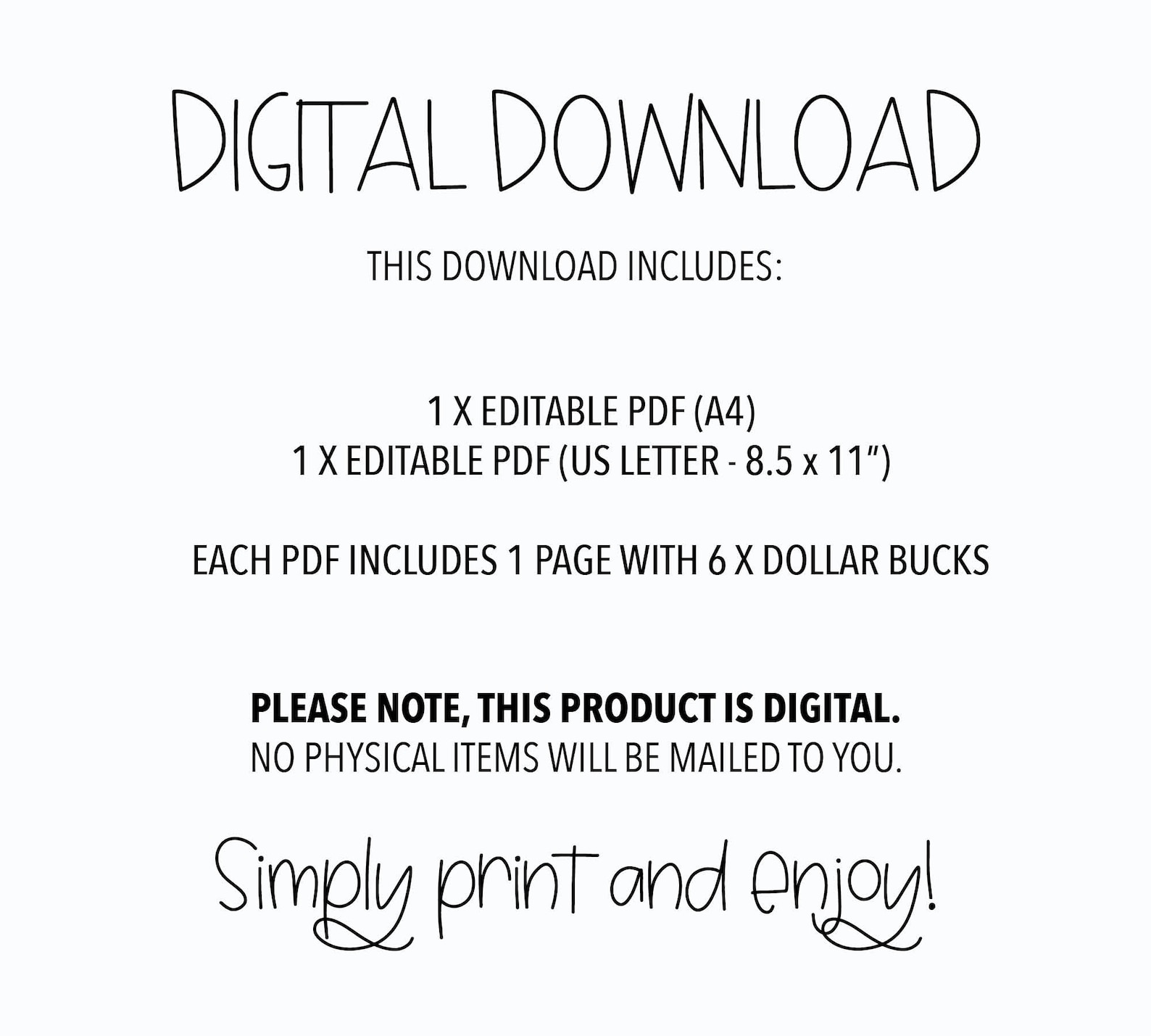 EDITABLE Dollar Bucks Printable Reward Bucks Good Behavior Bucks Chore ...