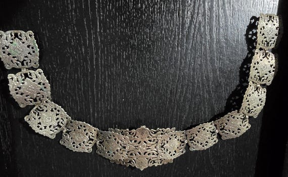 Antique EPNS Filigree Belt – Ornate Victorian Edwardian Silver Tone (18-20")