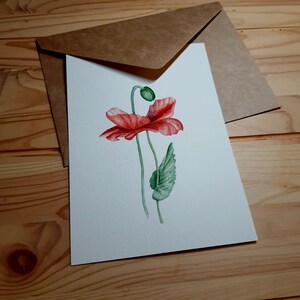 Unique Original Watercolor Painting Red Poppy, red flower wall art decor, blossom flower room decor, poppies decor, watercolor art gift