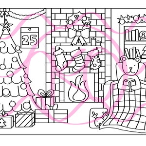 Christmas Coloring Page for Adults and Kids Cozy