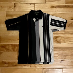 L-Vintage Mens Knights of the Round Table Striped Polo