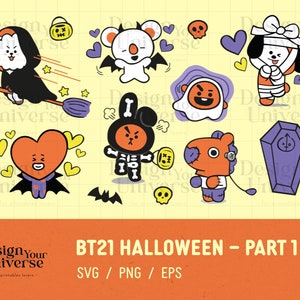 BT21 ハロウィン パート 1 ~ 12 デザイン | Cricut カット ファイル、シルエット カット ファイル | デジタル ダウンロード | BTS Army