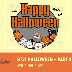 BT21 HALLOWEEN ~ Parte 3 | Arquivo de corte Cricut, arquivo de corte de silhueta | Download Digital | Exército BTS