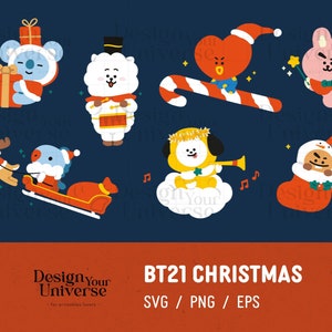 BT21 CHRISTMAS ~ 7 Designs | Arquivo Cricut Cut, Arquivo Silhouette Cut | Download Digital | Exército BTS