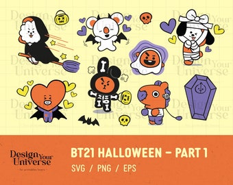BT21 HALLOWEEN Part 1 ~ 12 Designs |  Cricut Cut File, Silhouette Cut File | Digital Download | BTS Army