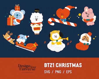 BT21 NAVIDAD ~ 7 diseños / Archivo de corte Cricut, Archivo de corte Silhouette / Descarga digital / Ejército BTS