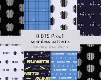 BTS - PROOF | 8 Seamless Pattern, Printable Digital Paper | ARMY