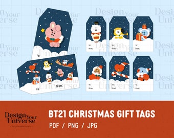 Etiquetas navideñas BT21 ~ 7 diseños / Archivo de corte Cricut, Archivo de corte Silhouette / Descarga digital / Ejército BTS