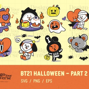 BT21 HALLOWEEN Teil 2 ~ 12 Designs | Cricut Datei, Silhouette geschnitten | Digitaler Download | BTS Armee