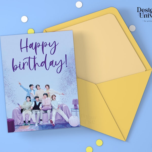 BTS Happy Birthday Card  | Digital Download | PDF A4 & Letter Sizes | ARMY ~ Greeting Card