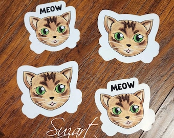 Tabby Cat Sticker: Waterproof Vinyl Decal for Laptop, Water Bottle