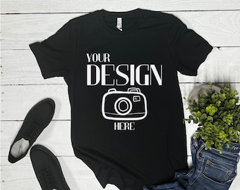 Black Bella Canvas 3001 Mockup Tshirt, Unisex Flat Lay Mockup, Bella Canvas Mockup Men, Bella Canvas Mockup Women, Spring Summer Shirt