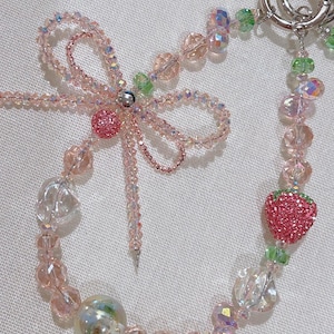 Fruit-Themed Beaded Phone Chain | Glow-in-the-Dark Strawberry, Cherry & Peach Charm | Luxury Bag Chain