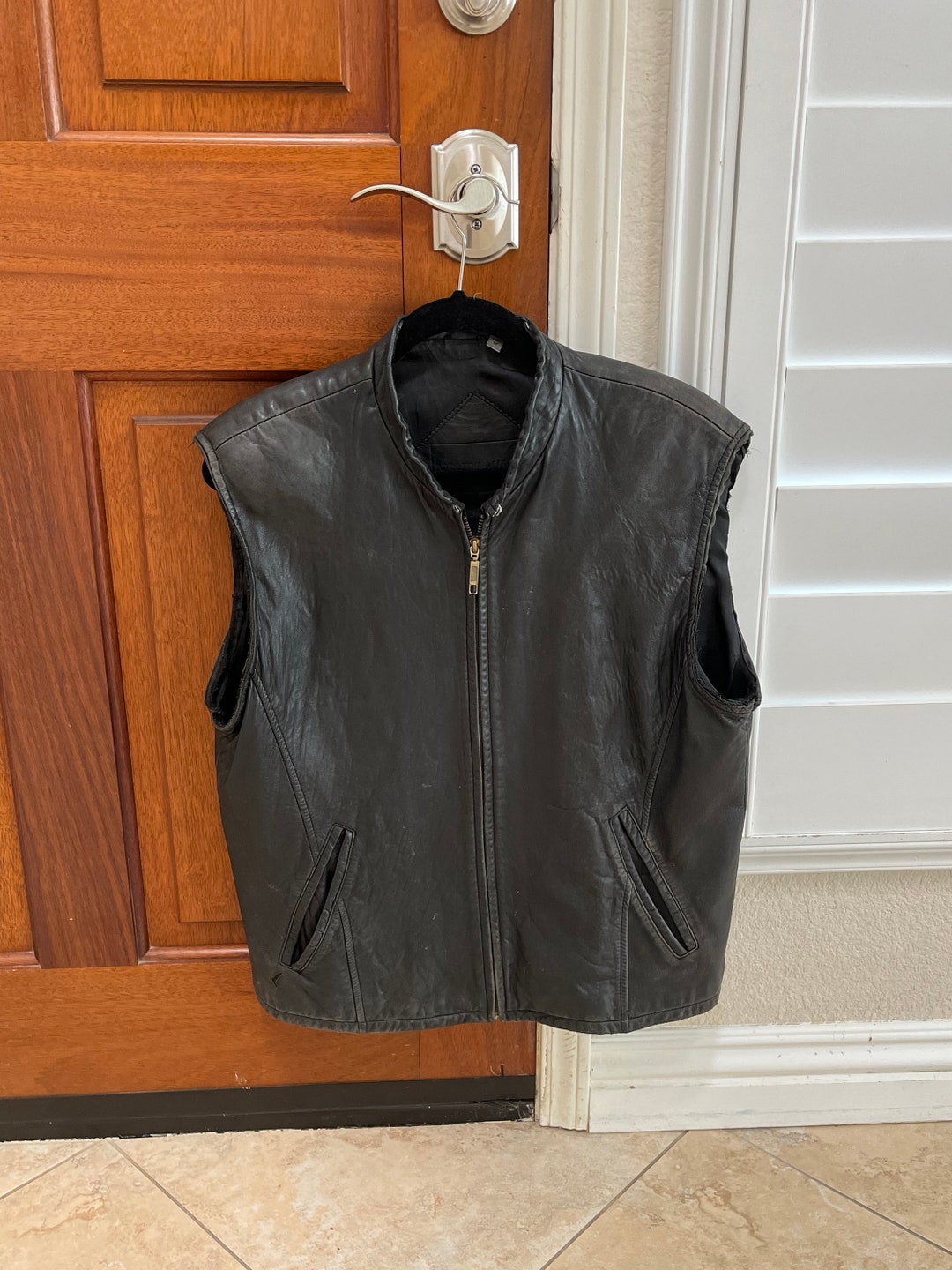 Motorcycle Riding Vest Soft Genuine Leather Preowned Etsy
