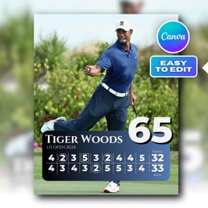 Modèle de carte de score de golf pour réseaux sociaux Modèle de golf personnalisable Canva Carte de score de golf modifiable Graphique de golf Instagram Publication sur les réseaux sociaux de golf