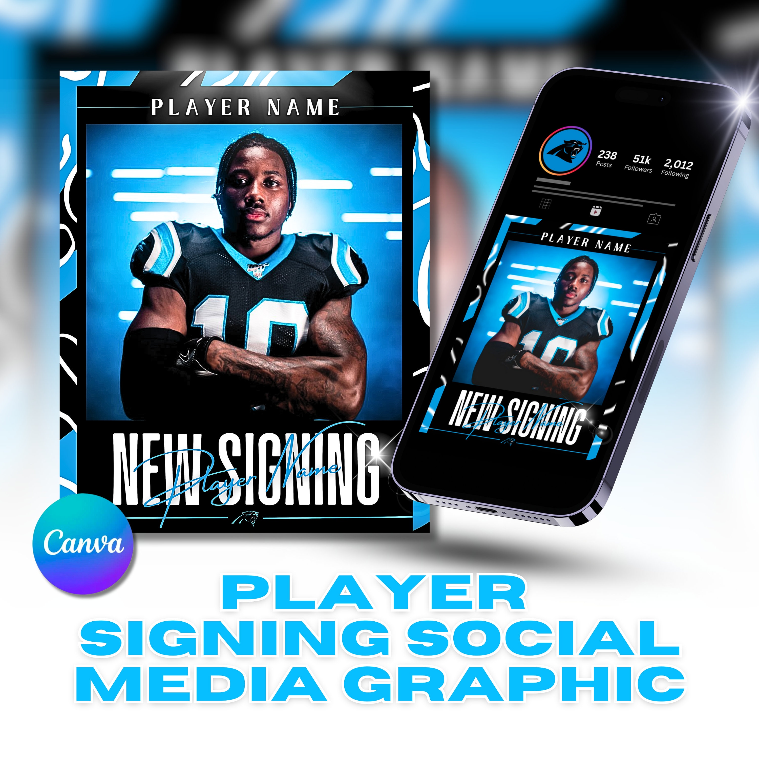New Signing Social Media Canva Template Customizable Player ...