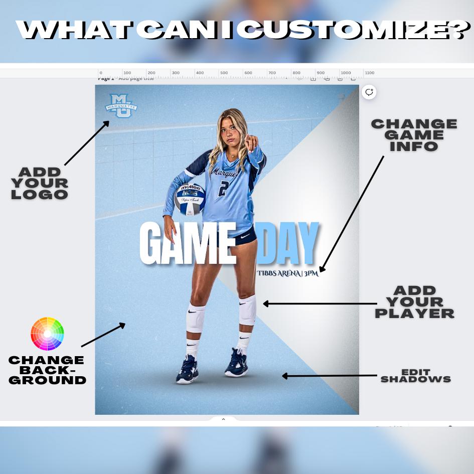 Game Day Canva Template Sports Social Media Graphic Volleyball Gameday ...
