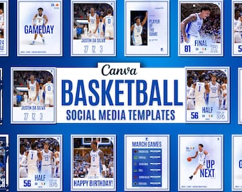 Pack de modèles de toile de basket-ball le jour du match Ensemble de graphismes pour réseaux sociaux Sports Modèles Instagram Équipe Saison Calendrier Score Messages personnalisés