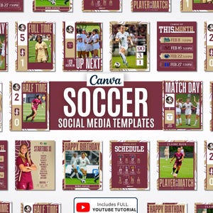 Soccer Social Media Template Canva Pack Graphics Bundle Instagram Football Schedule Game Day Custom Team Matchday Sport Kit Graphic Stories