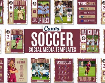 Soccer Social Media Template Canva Pack Graphics Bundle Instagram Football Schedule Game Day Custom Team Matchday Sport Kit Graphic Stories