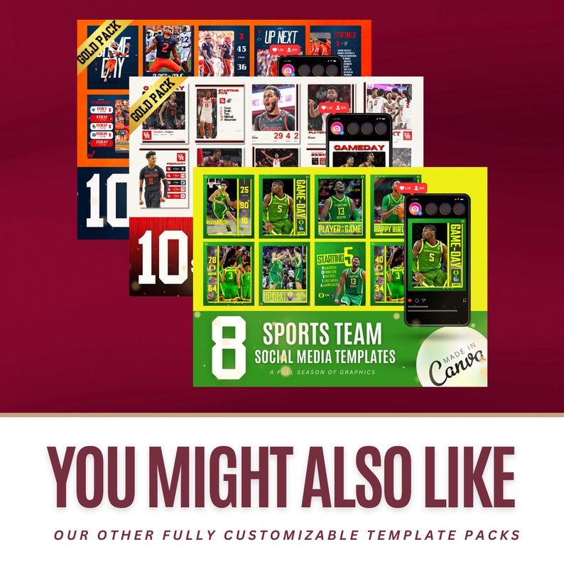 Soccer Social Media Template Canva Pack Graphics Bundle Instagram ...