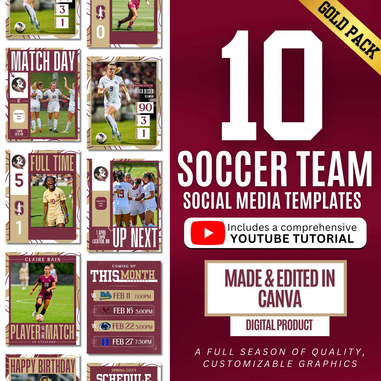 Soccer Template Canva Sports Team Social Media Template Customizable ...