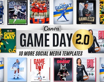 Game Day Canva Template Pack Sports Social Media Graphics Gameday Graphic Bundle Match Day Design Custom Team Schedule Instagram Story Posts