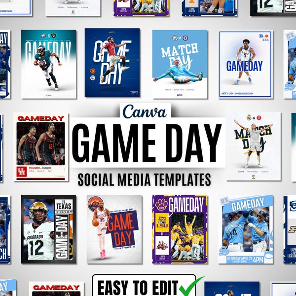 Game Day Canva Templates Sports Social Meida Graphic Customizable Match Day Instagram Post Template Facebook Sports Game Day Flyer Template