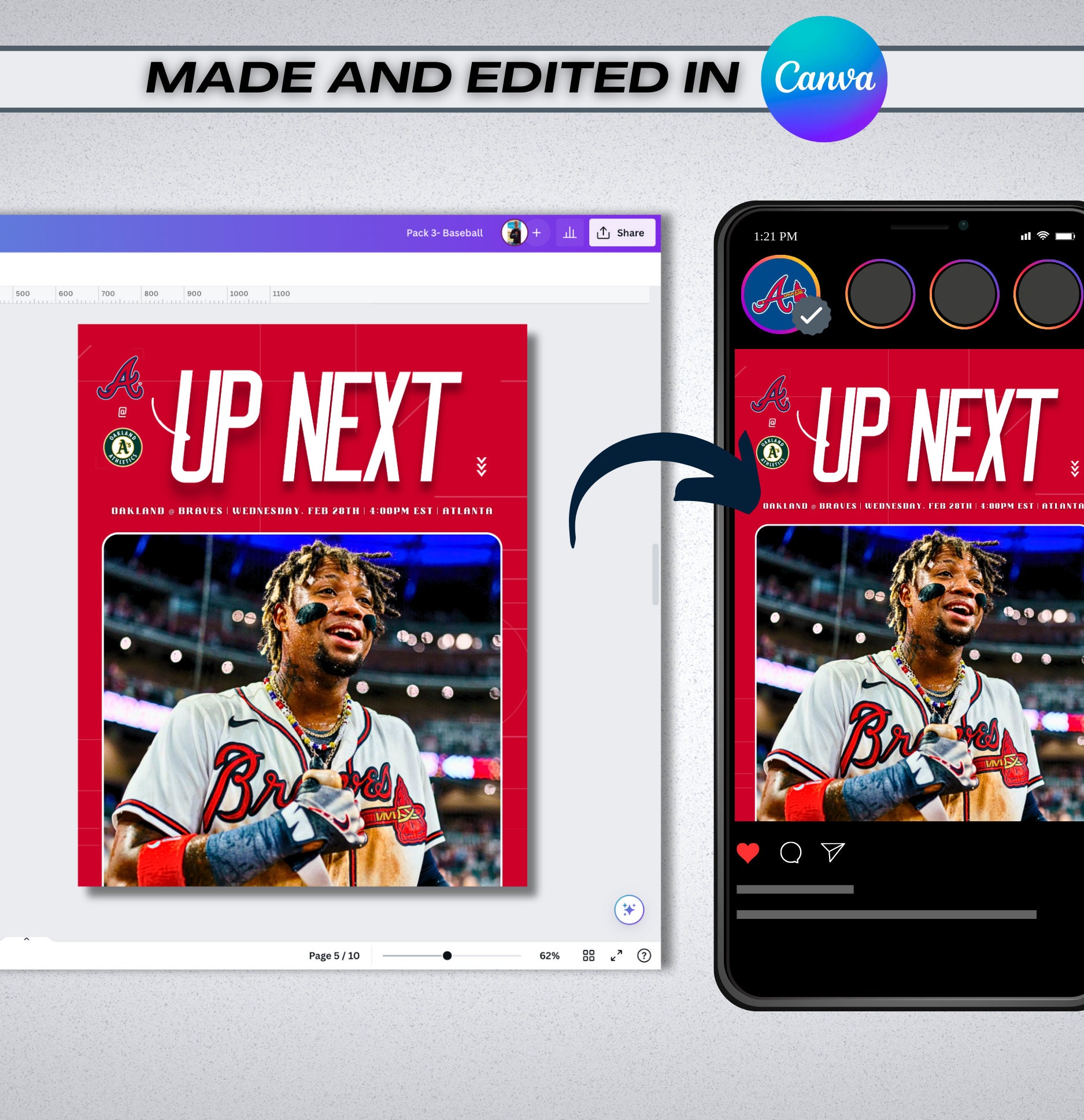 Baseball Canva Template Pack Social Media Graphics Bundle Sports ...
