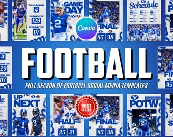 Football Canva Template Pack Social Media Graphics Bundle Game Day Instagram Sports Season Schedule Score American Custom Team Story Posts