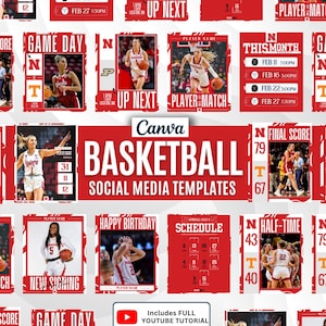 Basketball Sports Social Media Templates Canva Sports Basketball Team Templates Basketball Custom Game day Graphics Bundle Social Media Kit