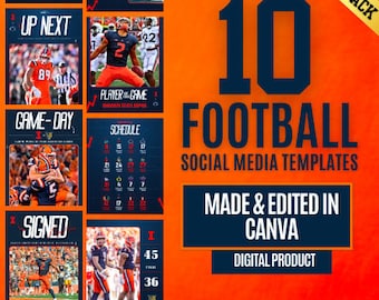 Football Social Media Template Canva Customizable Sports Graphics Instagram Sports Team High School Flag Football Editable Gameday Poster