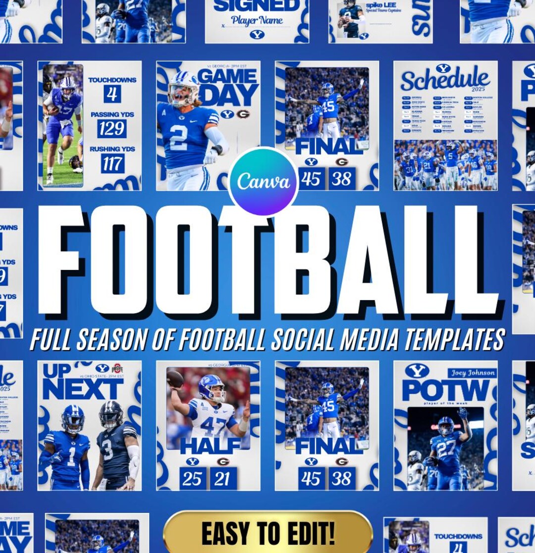 Football Social Media Templates Canva Sports Football Team Editable ...