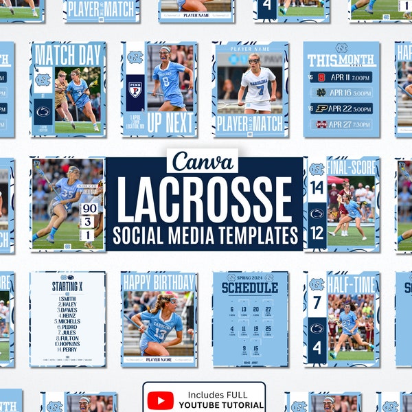 Lacrosse Template Social Media Graphics Canva Sports Team customizable Lacrosse Gameday Design Sports Instagram Post Sports Team Poster