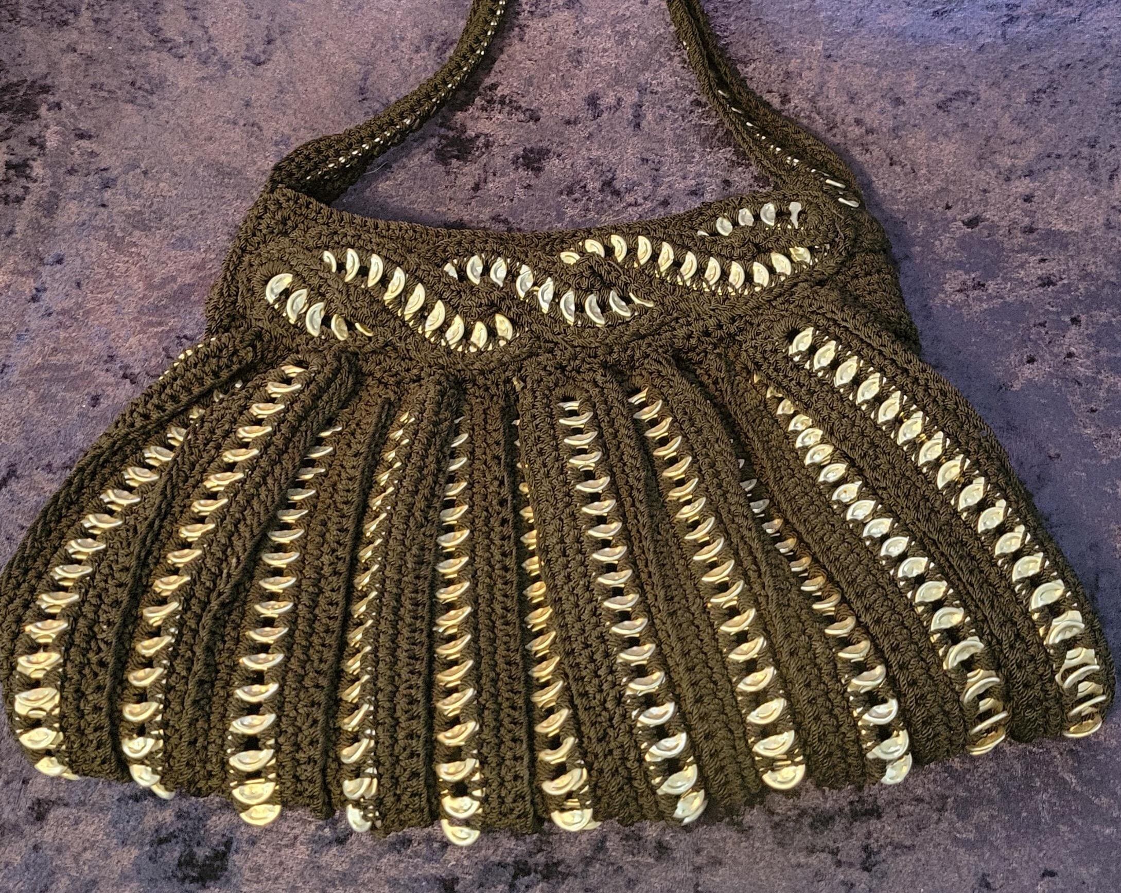 Vintage Hand-made Crochet Pop Top Coke Tab Purse Bag Pocketbook