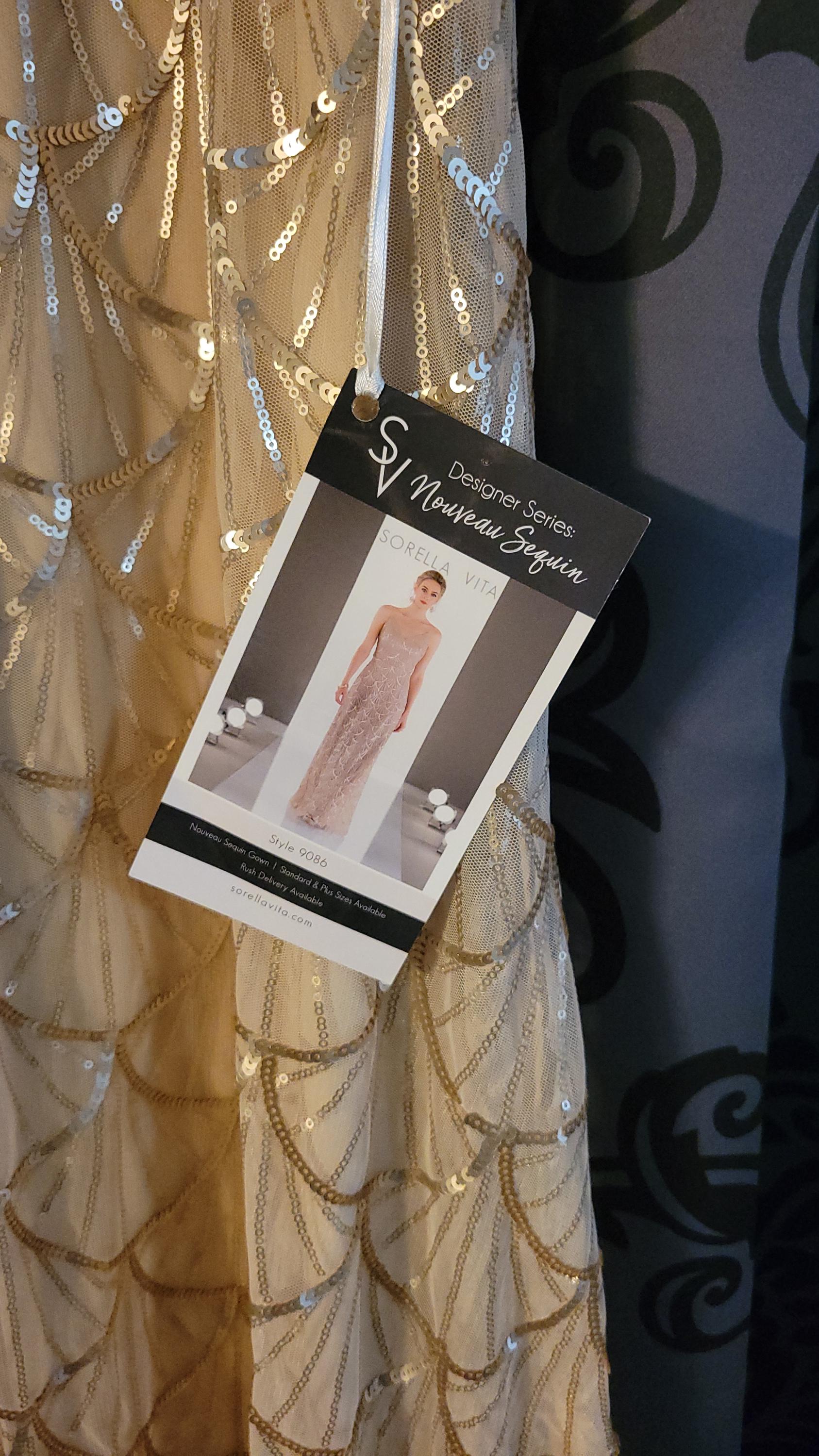 Sorella Vita Cream Gold Sequined Grad Event Gown Size 12