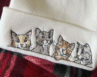 Embroidered Kitty Cats Beanie