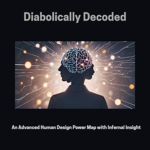 May include: Digital artwork showing a person's silhouette with a brain graphic. The brain is split into blue and pink halves, set against a backdrop of lines and glowing orbs. Text reads "Diabolically Decoded".