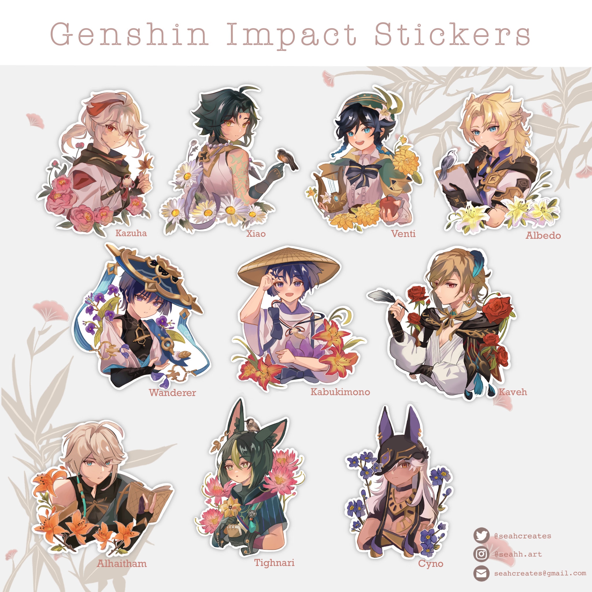 Genshin Impact Stickers - Etsy
