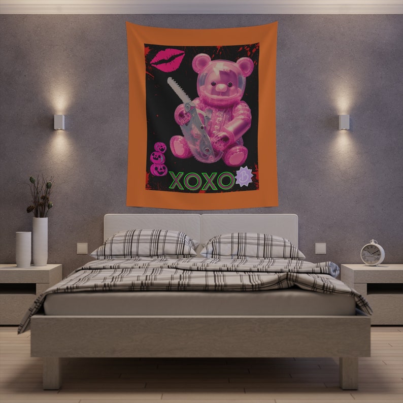 Dangerous Bear, Halloween Printed Wall Tapestry, Pink, Etsy Canada