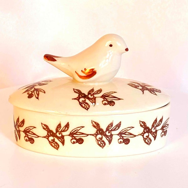 Trinket Box with Bird Toile by Elisabeth Trostli for Andrea by Sadek