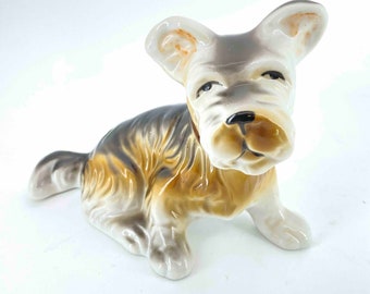 Figurine chien terrier schnauzer fabriquée au Japon 10,4 cm de haut