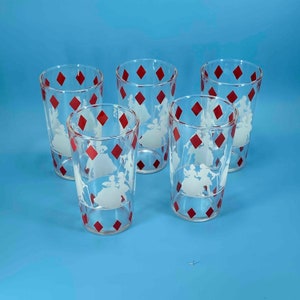 Vasos para jugo Swanky Swigs con diseño de diamantes y bailarinas coloniales, juego de cinco