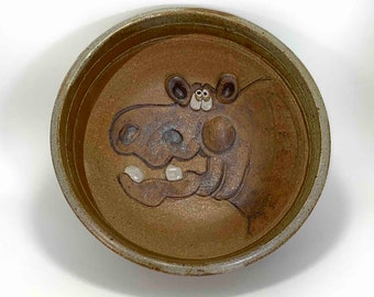 Hippopotamus Studio Pottery Bowl Studio Pottery Signed 3D