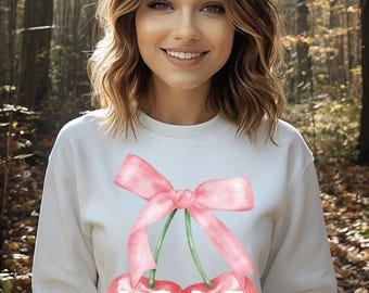 Bluza z okrągłym dekoltem Cherry Mama, Bluza Mama, Prezent na Dzień Matki, Koszulka dla mamy, Top dla wielbicieli owoców, Prezent dla niej